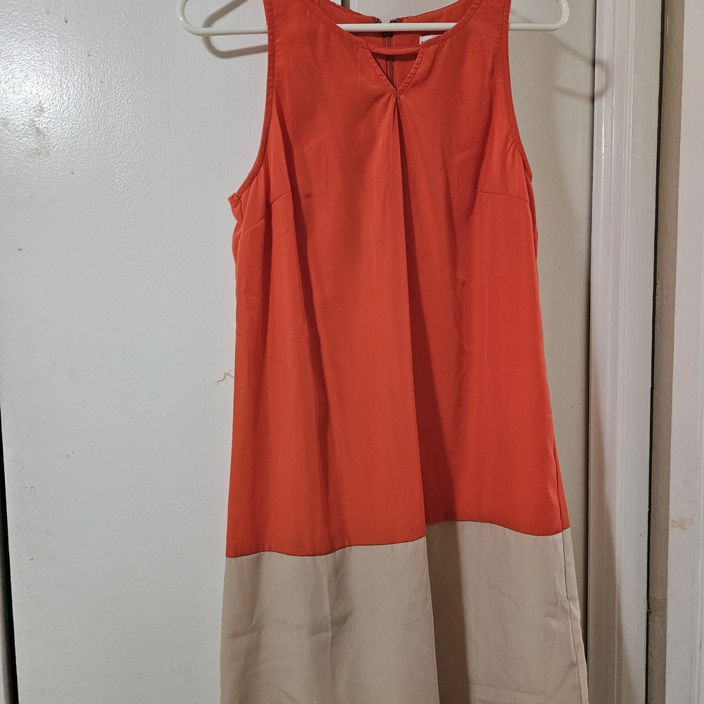Merona Sleeveless Orange and Cream Midi Dress